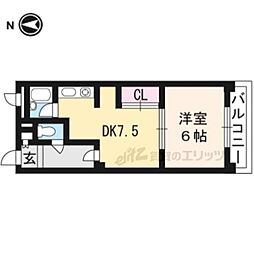 京都市営烏丸線 北大路駅 バス11分 御薗口町下車 徒歩6分の賃貸マンション 3階1DKの間取り