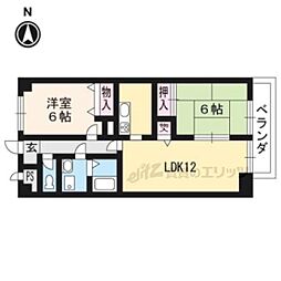 パレス西賀茂 2階2LDKの間取り