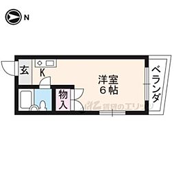 京都市営烏丸線 北山駅 徒歩11分の賃貸マンション 4階ワンルームの間取り