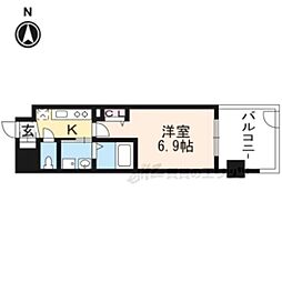 アスヴェル京都太秦 2階1Kの間取り
