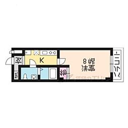 フラッティ壬生坊城 4階1Kの間取り