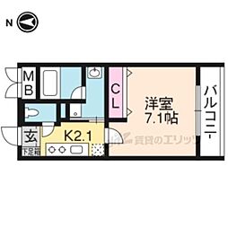 京都市営烏丸線 今出川駅 徒歩10分の賃貸マンション 4階1Kの間取り