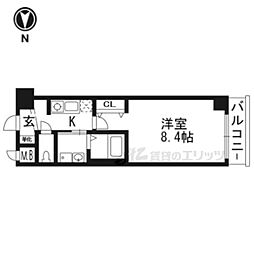 エスカーサ京都西陣 1Kの間取図画像