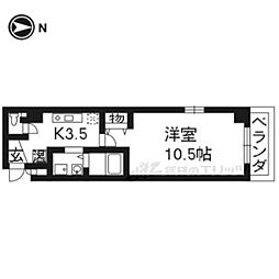 クレール紫明 1Kの間取図画像