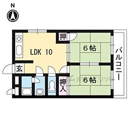 メゾンみやのまえ 2LDKの間取図画像
