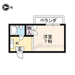 グランタック竜安寺 ワンルームの間取図画像