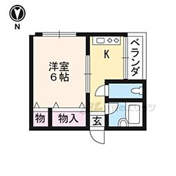 コーポ下山 1Kの間取図画像