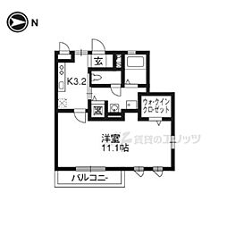 コンフォート冷泉 1Kの間取図画像