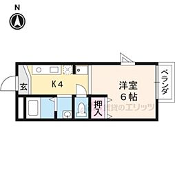 ミネ北山3 1Kの間取図画像