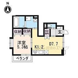 エルメゾン北山 1DKの間取図画像