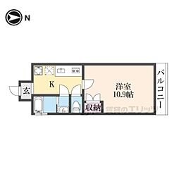 サン・ウエステリア北栗栖 1Kの間取図画像