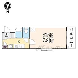 デトム・ワン御所南 1Kの間取図画像