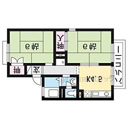 セジュール今原A 2DKの間取図画像