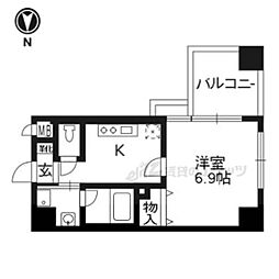 アスヴェル京都河原町二条 1Kの間取図画像