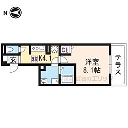 フォーレスト曼殊院 1Kの間取図画像