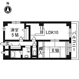 プルーリオン上桂 2LDKの間取図画像