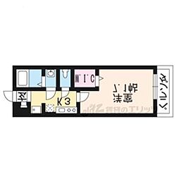 クレール北白川 1Kの間取図画像