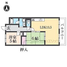 コスモ二条 2LDKの間取図画像