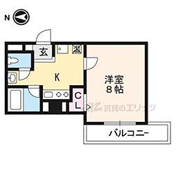 グランコスモ鴨川 1Kの間取図画像