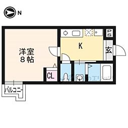 アークリード五条堀川 1Kの間取図画像