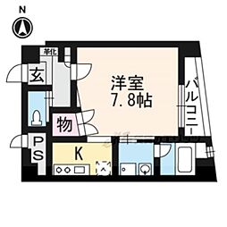 ホライズンタルシモガモ 1Kの間取図画像