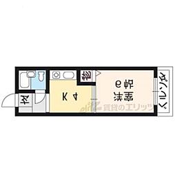 衣笠ハイツ 1Kの間取図画像