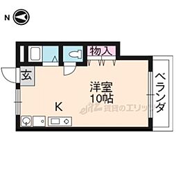 京都市営烏丸線 北大路駅 バス9分 千本北大路下車 徒歩3分の賃貸マンション 3階ワンルームの間取り