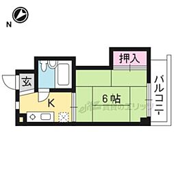 京都市営烏丸線 北大路駅 バス17分 原谷口下車 徒歩1分の賃貸マンション 3階1Kの間取り
