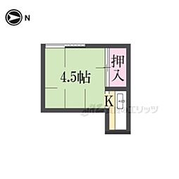 プチハウス等持院 1階ワンルームの間取り