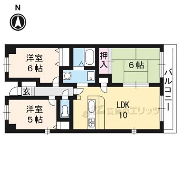 京都府京都市右京区太秦開日町(賃貸マンション3LDK・1階・69.30㎡)の写真 その2