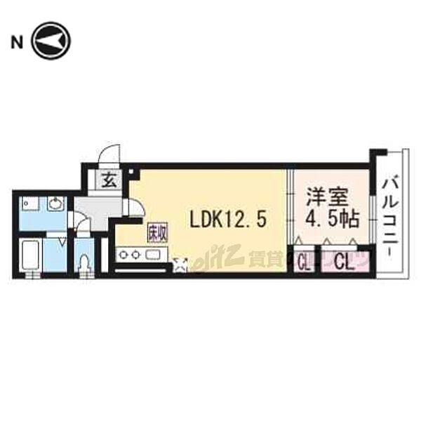 京都府京都市右京区常盤草木町(賃貸アパート1LDK・1階・41.20㎡)の写真 その2