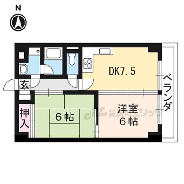 ＡＦＩＣＩＯＮ堀川 706｜京都府京都市上京区堀川通今出川上る南舟橋町(賃貸マンション2DK・7階・47.56㎡)の写真 その2