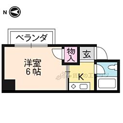 京都市営烏丸線 北大路駅 バス13分 紫野泉堂町下車 徒歩7分の賃貸マンション 2階1Kの間取り