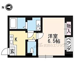 京都市営烏丸線 今出川駅 徒歩10分の賃貸マンション 4階1Kの間取り