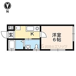 ブリエ丹波口 1階ワンルームの間取り