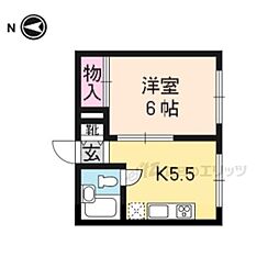 コーポ鷹 2階1DKの間取り