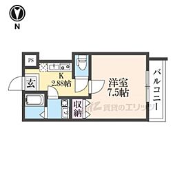 JR山陰本線 花園駅 徒歩4分の賃貸アパート 2階1Kの間取り