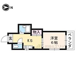 コーポ上野 1DKの間取図画像