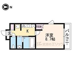 阪急京都本線 西京極駅 徒歩14分の賃貸マンション 2階1Kの間取り