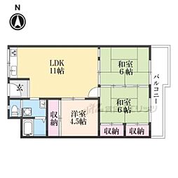メガロコープ西陣Ａ棟 5階4LDKの間取り