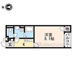 クレイノ太秦天神川 1階1Kの間取り