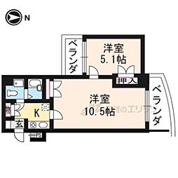 ロワイヤル太秦 2Kの間取図画像