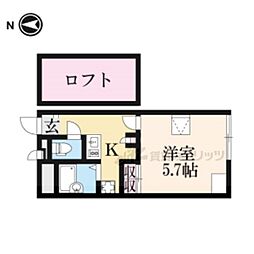 JR山陰本線 円町駅 徒歩10分の賃貸アパート 1階1Kの間取り