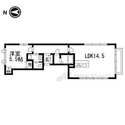シャトレ太秦 4階1LDKの間取り