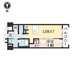 京都市営烏丸線 四条駅 徒歩8分の賃貸マンション 4階1DKの間取り
