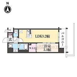 阪急京都本線 西院駅 徒歩2分の賃貸マンション 2階1LDKの間取り