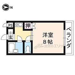 JR山陰本線 太秦駅 徒歩5分の賃貸マンション 2階1Kの間取り