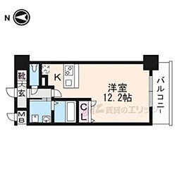 エスリード西小路御池 7階1Kの間取り