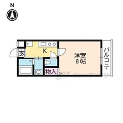 京都市営烏丸線 今出川駅 徒歩8分の賃貸マンション 3階1Kの間取り