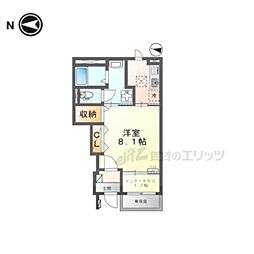 京都市営烏丸線 北大路駅 徒歩17分の賃貸アパート 1階1Kの間取り